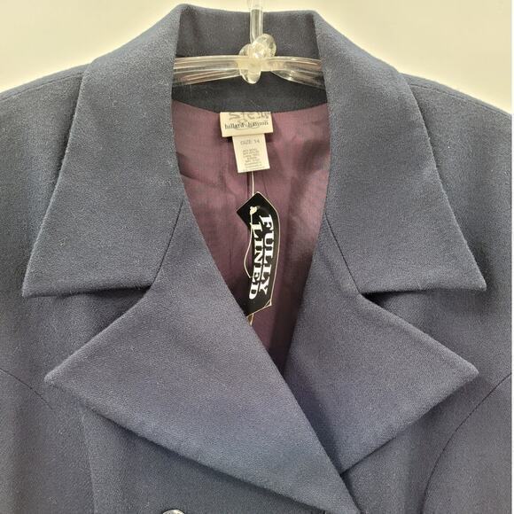Hillard & Hansen Vintage Blue Wool Double-Breasted Preppy Peacoat Jacket Coat - Picture 6 of 15